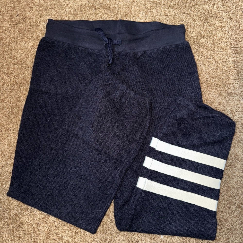 SOULCYCLE x SUNDRY Navy Terrycloth Sweatpants with White Stripes